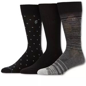 Perry Ellis Men's Black and‎ Gray Patterned Socks - 3 Pack